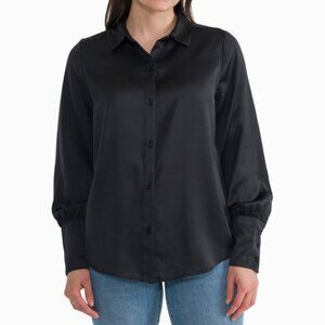 Joie Limited Edition Black Long Sleeve Satin Blouse